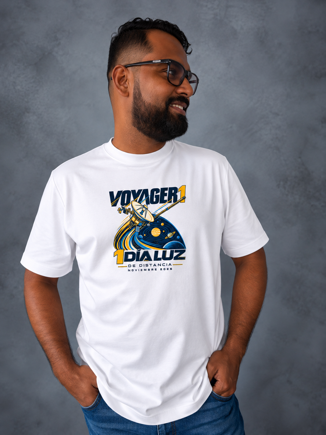 Camiseta Voyager 1 Día Luz – Blanco